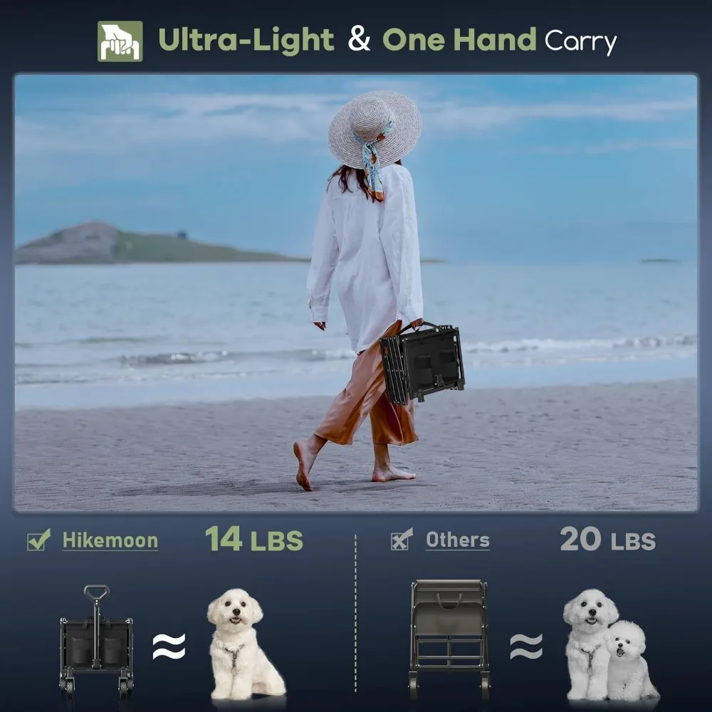 34'' extra lange opvouwbare wagenwagen, 360LBS heavy duty, draagbare gereedschapswagen voor strand, kamperen, winkelen