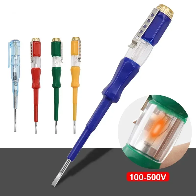 Word Screwdriver Test Pen Pressure Indicator Test Pen Tester Screwdriver 100-500V Neon Light Non-contact Insulation Test Pen