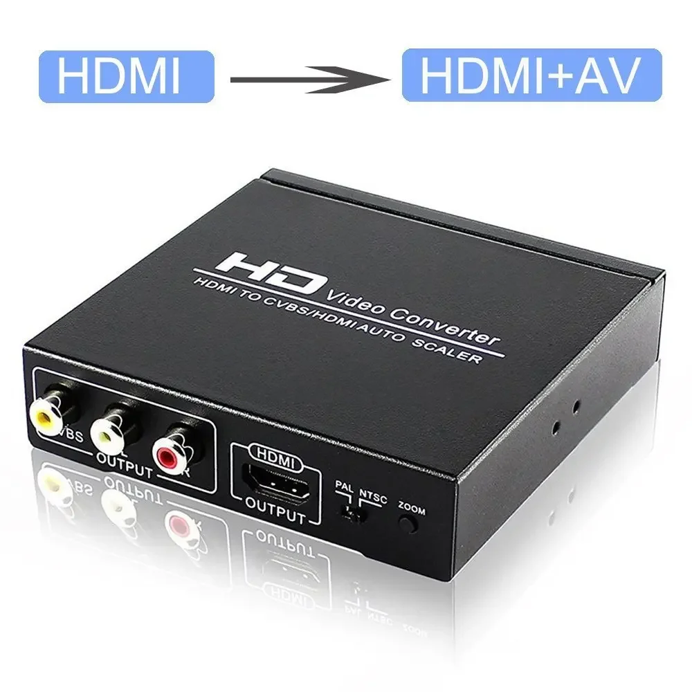 

1080p HDMI TO CVBS HDMI AV Video Converter AUTO SCALER Display Adapter for Camera Computer DVD Laptop PC To TV Monitor Projector