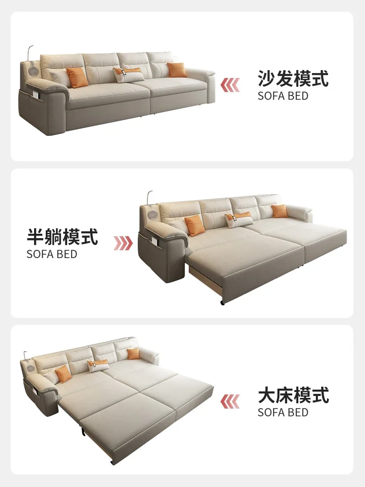 Sofa bed, dual-purpose folding living room, multi-function all-in-one with USB net red model