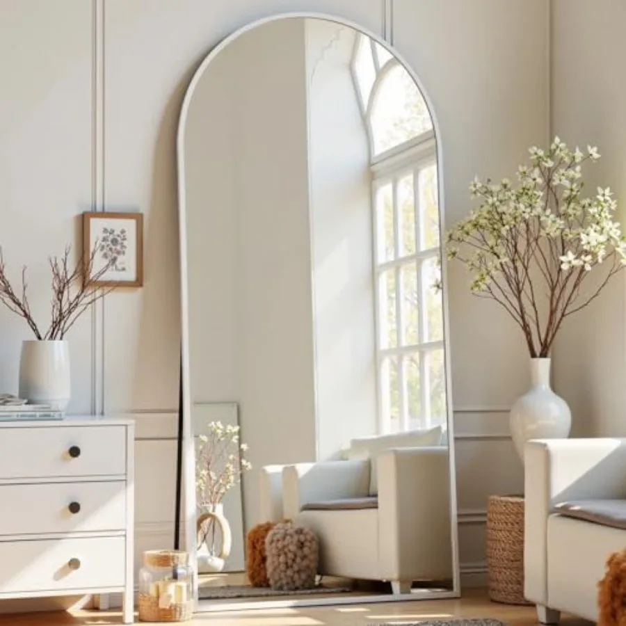 

Arched White Full Length Mirror 57"X20" Large Floor Mirrors with Stand Full Body Mirrors for Leaning or Hanging Standing Mirror