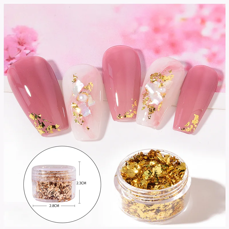 

Rose Gold Silver Irregular Foil Paper Fragments Nail Art Sequin Sticker Glitter DIY Manicure UV Gel Polish Nail Decoration Tools