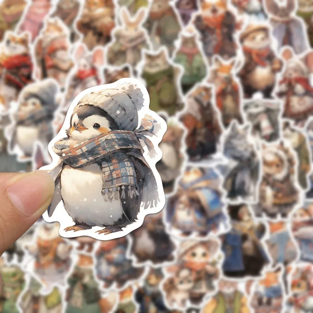 10/30/50pcs Funny Winter Forest Animals Stickers Aesthetic Cartoon Decoration Decals Kids Toys Waterproof DIY Stationery Laptop