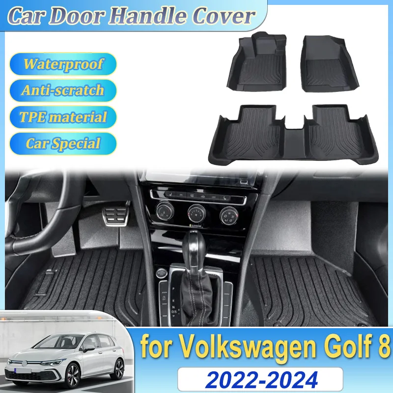 

LHD Car Floor Mats For Volkswagen VW Golf 8 Mk8 2022 2023 2024 GTI TPE Waterproof Leather Panel Liner Carpets Custom Accessories