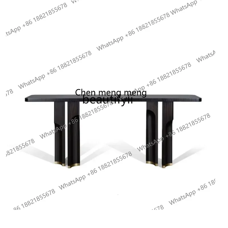 

Новое поступление, входной стол из цельного дерева в итальянском стиле, фойе отеля, коридор у стены, длинный чехол, дизайнерский декоративный вид с торцами