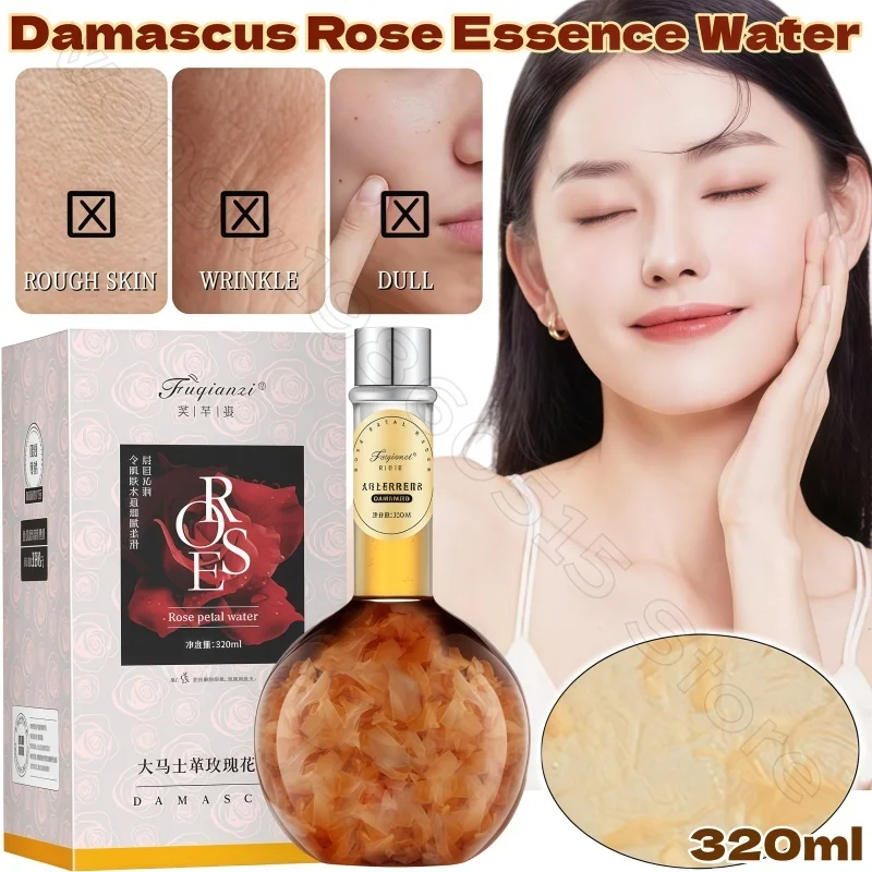

Damascus Rose Petal Essence Water 320ml for Dry and Peeling Faces, Hydrating, Absorbing, Quickly Repairing Skin Barrier