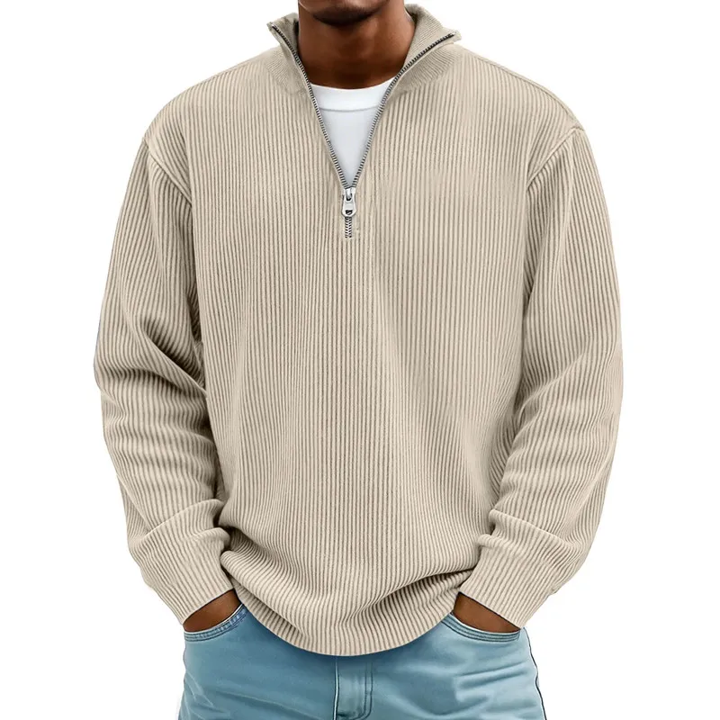 2026 Autumn Winter Half Zipper Sweatshir Men Solid Loose Casual Hoodie Stand Collar Long Sleeve Warm Sportswear Male Streetwear