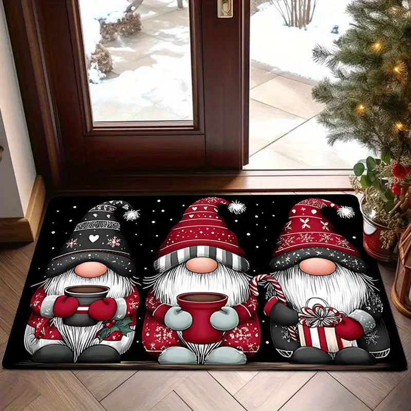 VIKAMA Christmas Gnome Doormat  Rug For Bedroom Carpet For Living Room Soft Absorbent Bathroom Mat Kitchen Rug Machine Washable