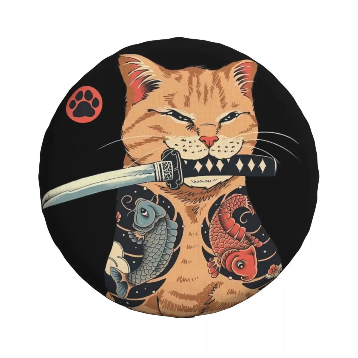 Couverture de rechange pour Suzuki Mitsubish SUV, accessoires de protection de roue de voiture, chats tenant une épée de samouraï, 14 "15" 16 "17" pouces