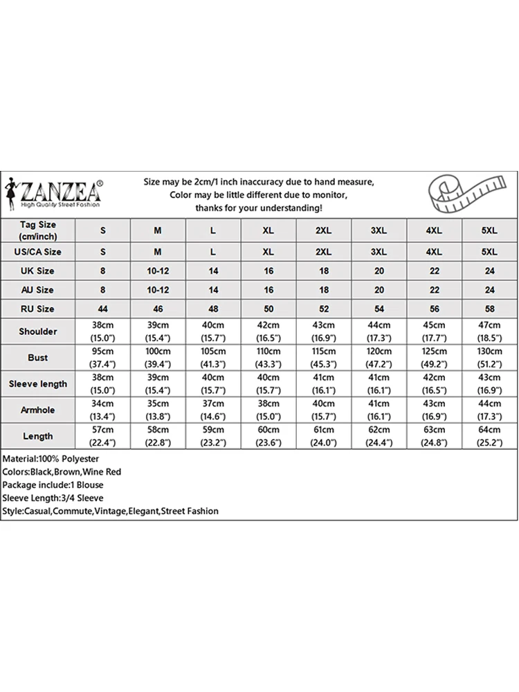 เสื้อเชิ้ตคอเหลี่ยม ZANZEA รุ่น Autumn ปี 2025 เสื้อผู้หญิงลำลองทรงหลวม แขนทรงโคมไฟ 3/4 แฟชั่นวินเทจ สีพื้น