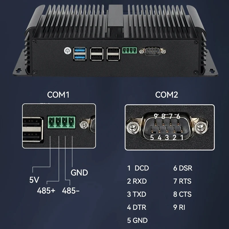 XCY X56産業用ミニPCファイアウォール Intel N100 RS485 RS232 DB9 4x 2.5Gイーサネット 6xUSB M.2 WiFi Win10/11 Linux Pfsense OpenWrt