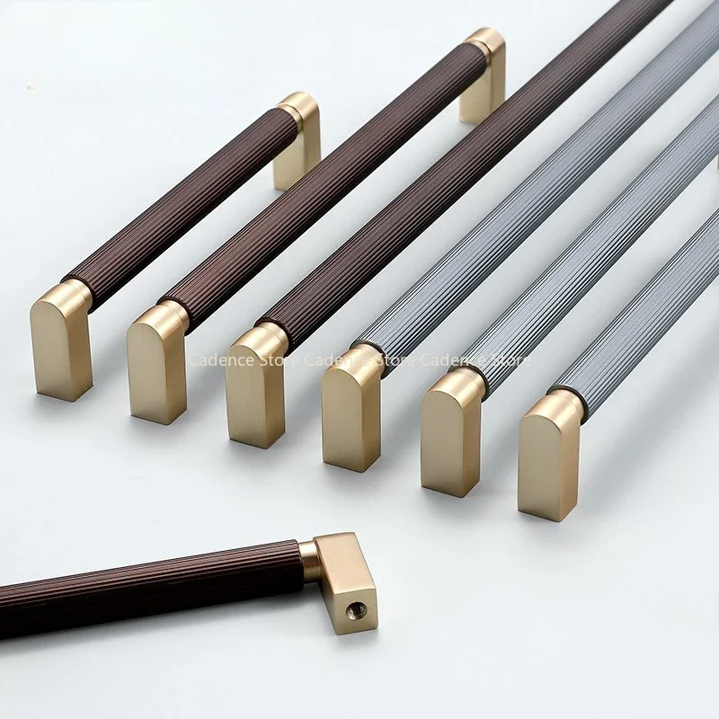 Modern Aluminum Alloy Black Gold Kitchen Cabinet Handles and Knobs Drawer Handles Wardrobe Door Pulls Furniture Hardware