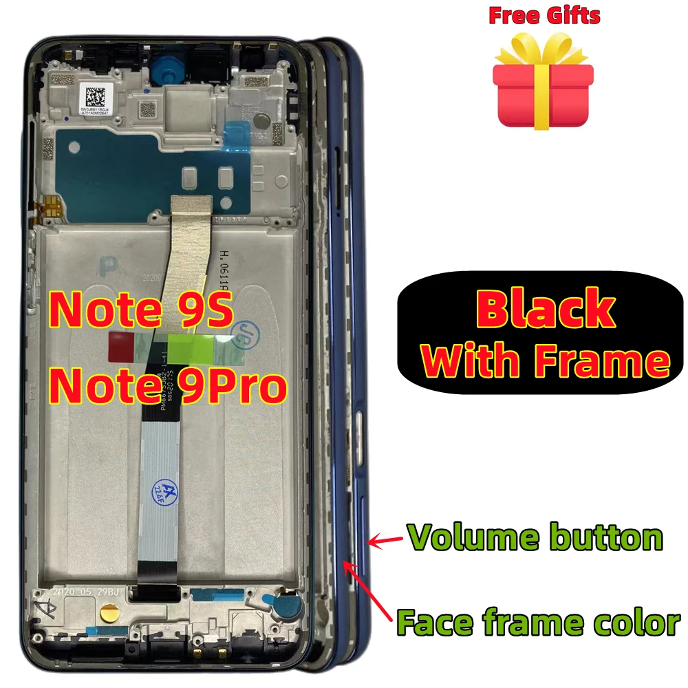 For Original Xiaomi Redmi Note 9S Note 9 Pro LCD Display M2003J6B2G Touch Screen Digitizer Assembly Replacement Parts With Frame