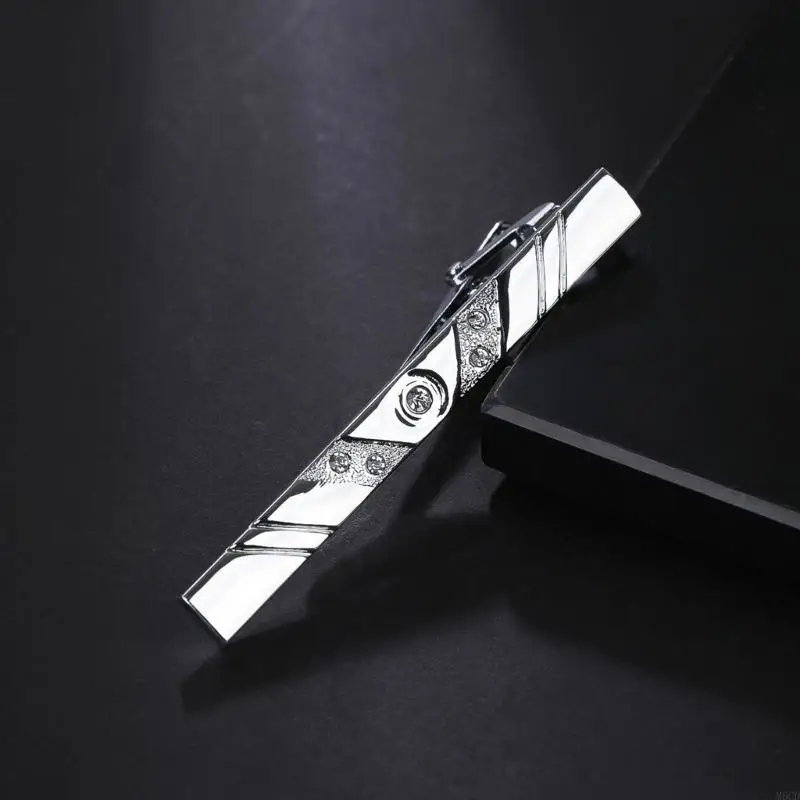 M6CD مشبك التعادل للرجال الكلاسيكية الفضة الماس الراين ربطة العنق المشبك مشبك رابطة عنق قرصة كليب مشبك لأعمال الزفاف #4