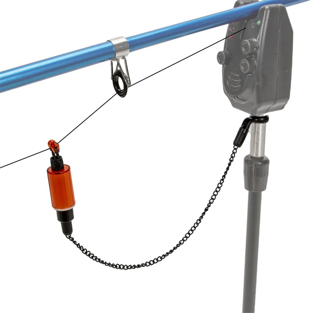 AD11 2 uds alarmas de mordida perchas de pesca de carpa bobinas intercambiadores indicadores alarma de pesca Swinger cadena de acero alarma de mordedura naranja