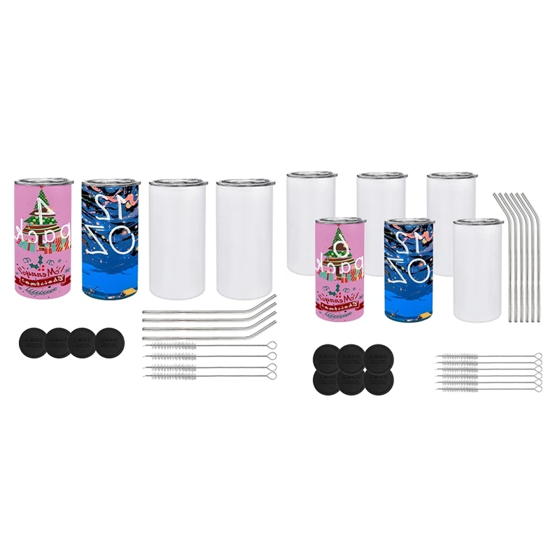 B-M 12 Oz Sublimated Tumblers Blank, Insulated Stainless Steel Water Bottles With Lids And Straws For DIY