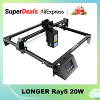 LONGER Ray5 20W Laser Engraver with Engraving Area 375x375mm 3.5'' Touchscreen 32-bit Motherboard Support App WIFI USB TF Card