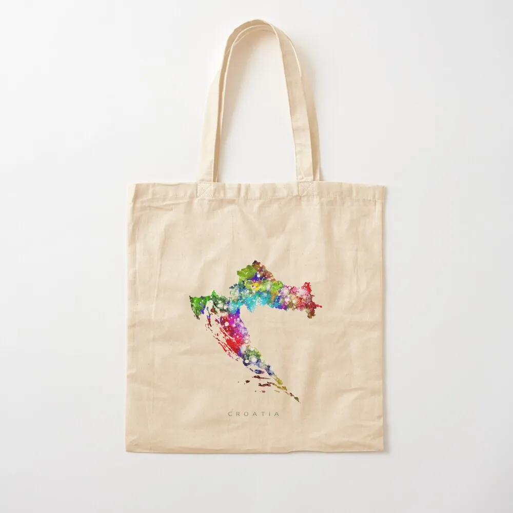 

Croatia Map Watercolor Painting Tote Bag hand bag eco pack Canvas Tote Bag