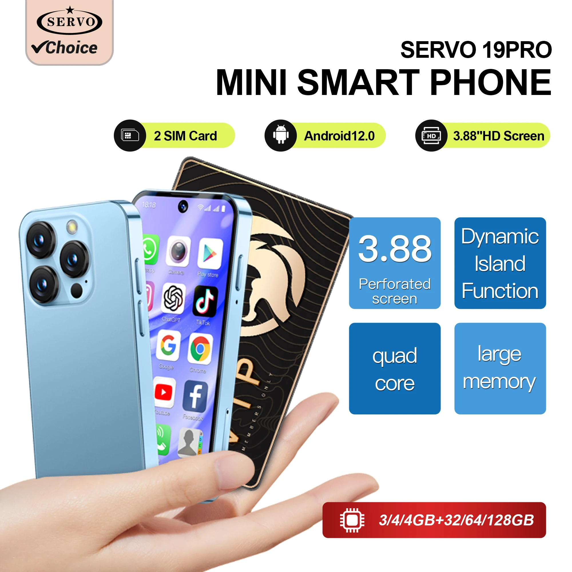 yZ[zSERVO 19PRO 4G LTE ~jX}[gtH 4GB+128GB  Android12 Play XgA 3.88 C`fBXvC fA SIM gѓdb 2000mAh