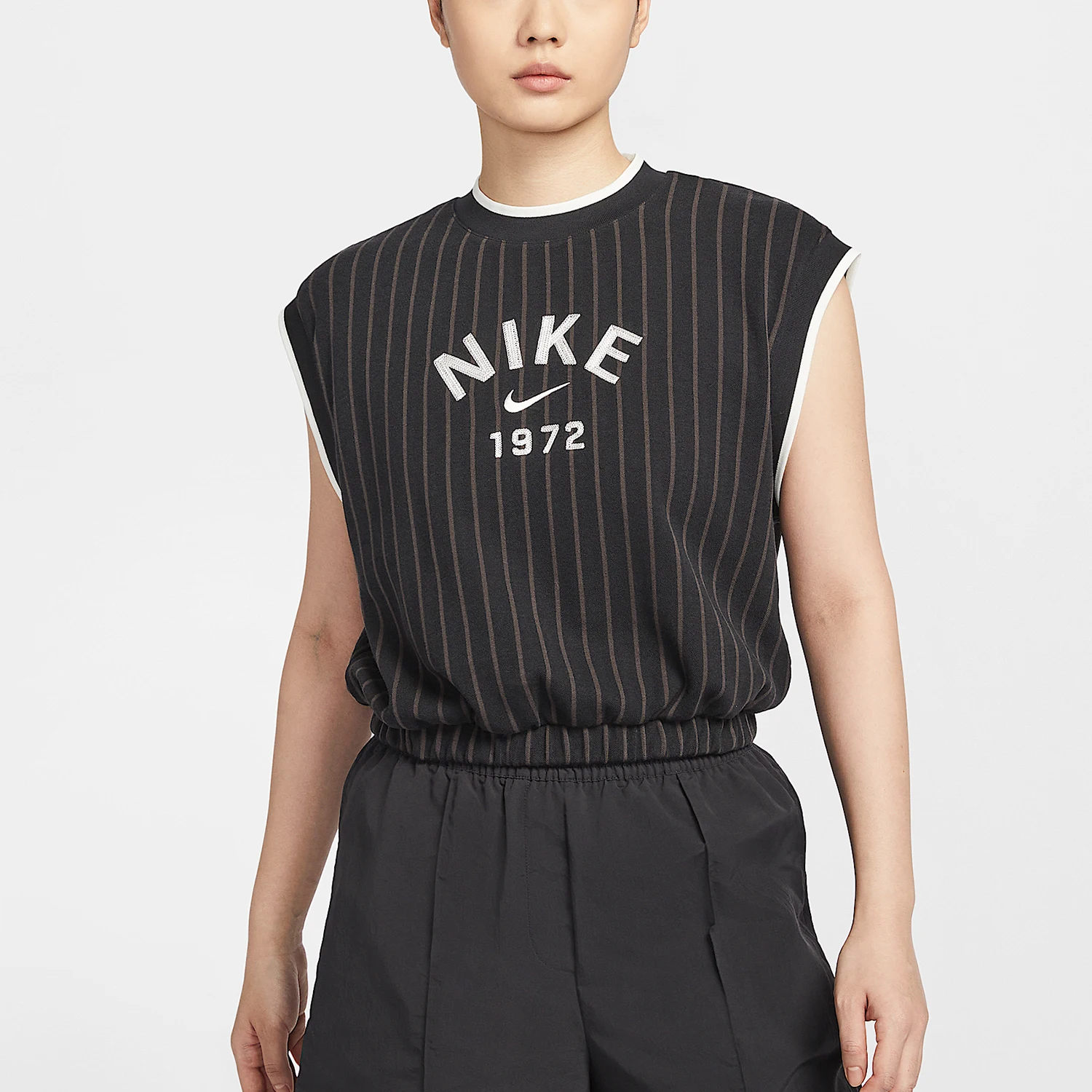 

Nike Official Genuine 2025 Women's Knit Sleeveless Vertical Stripe Breathable Casual T-Shirt HV2093-010