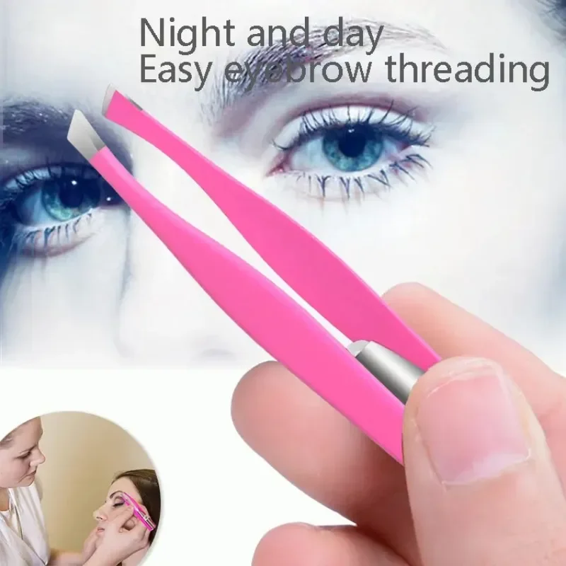 1pcs Portable Stainless Steel Smart Design LED Eyebrow Tweezers Eyelash Eyebrow Eyes Hair Remover Tools Beauty Instrument