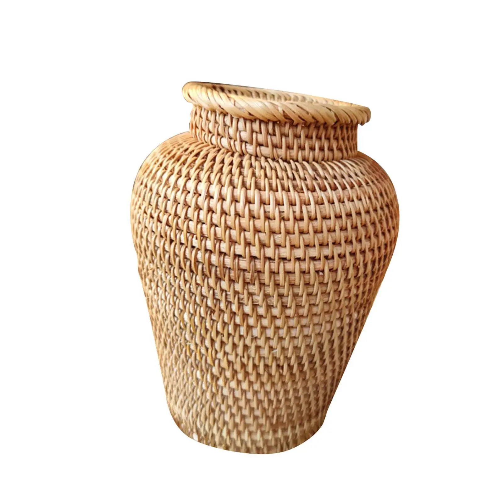 Rustic Wicker Vase Flower Pot Holder Plant Storage Decor for Home Office Bedroom Display