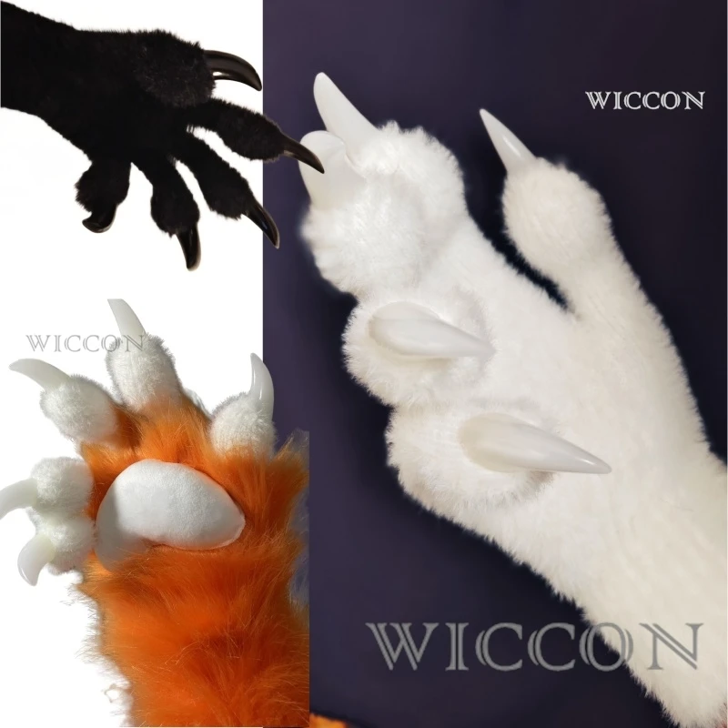 Furry Gloves Kig Fursuit Kigurumi Cosplay Plush Gloves Full SeasonGloves Claw Black White Multicolor Claw Cute Cool Furry  Gift