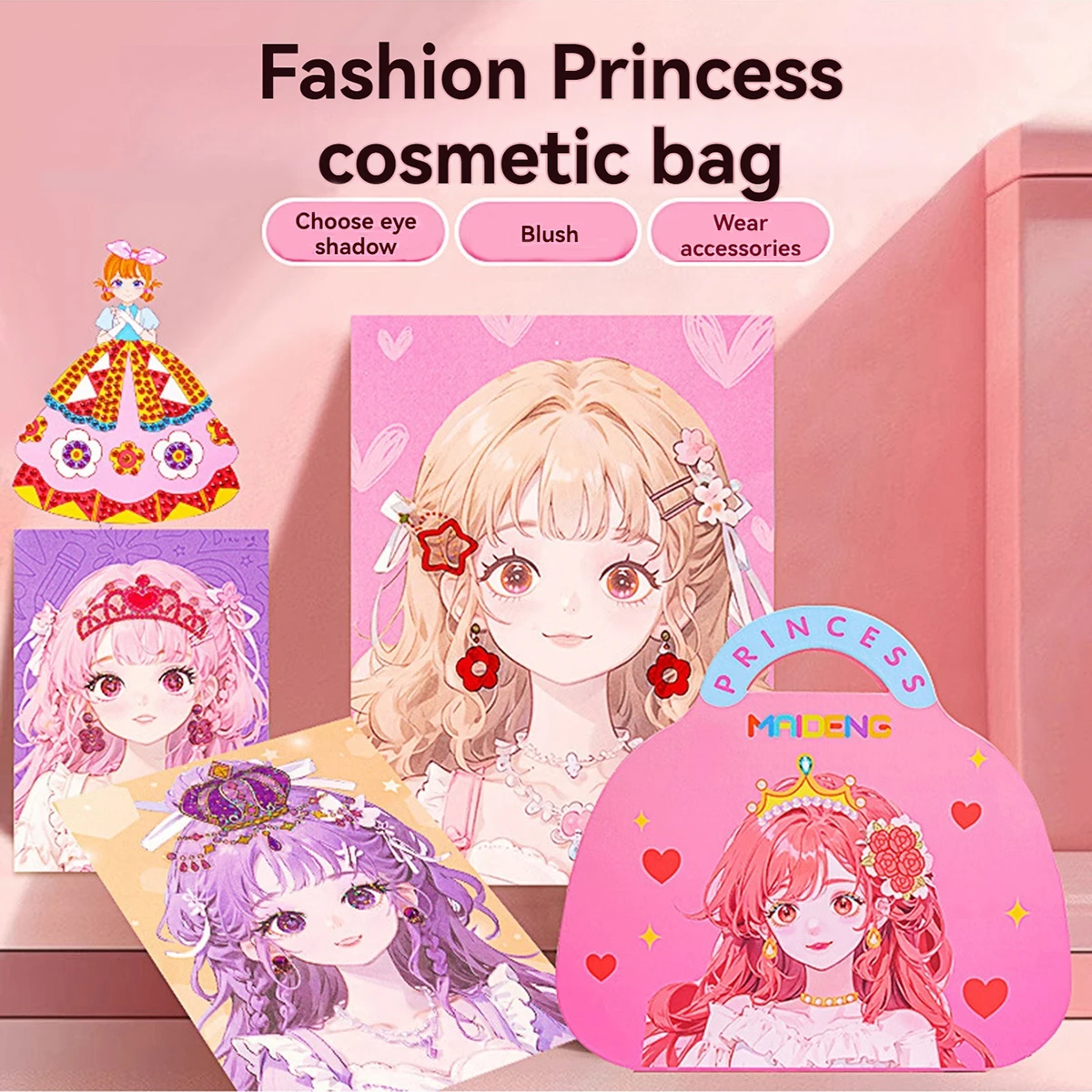 1/2Pcs Set Creative Dress‑Up Makeup Sticker Book, No-Cut DIY Sticker Book,Hand‑made Activity Sticker Book Educational Stationery