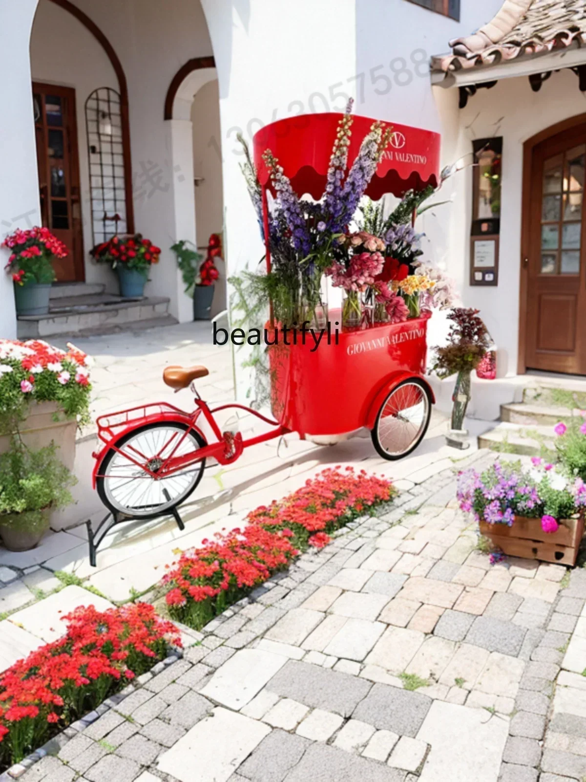 

ssL178 23 Wrought iron tricycle large commercial hotel shopping mall mobile set stall promotion float dining car