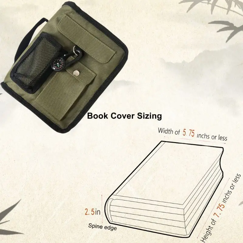 Army Green Bible Cover for Men with Compass Carabiner Book Covers for Boys Scripture Tote Bible Case