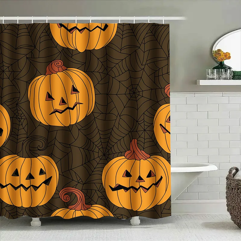 

Tuniu тыква Хэллоуин занавеска для душа милый оранжевый Jack-o-Lanterns жуткий декор для ванной комнаты детская комната
