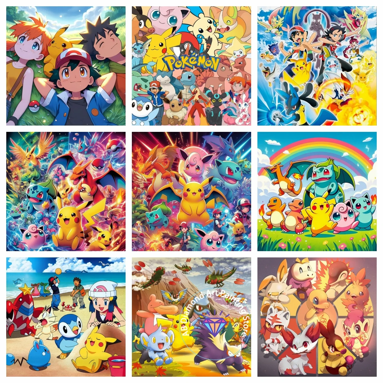 

Pocket Monsters Cartoon AB Diamond Painting Kit 5D DIY Diamond Embroidery Cross Stitch Handmade Art Gift Crafts Home Decor Gift