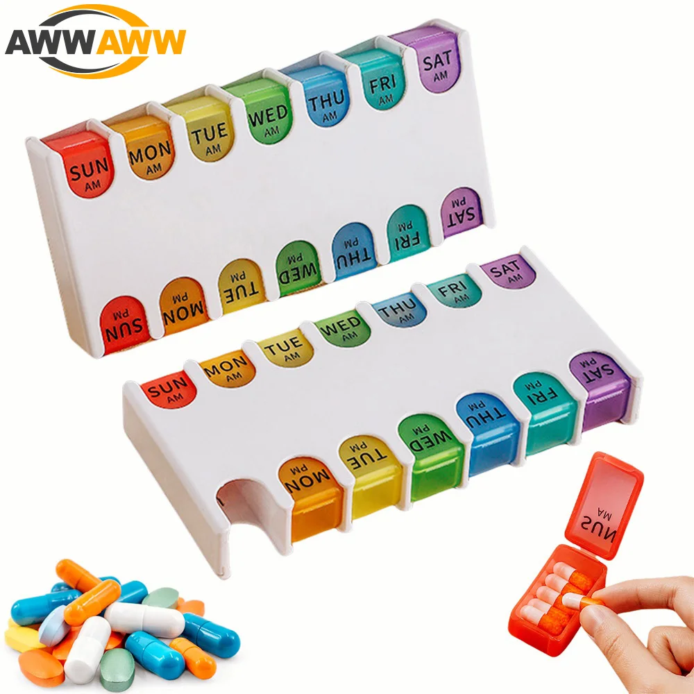 

1 шт. органайзер для таблеток, 2 раза в день, еженедельная коробка для таблеток AM PM, органайзер для лекарств на 7 дней, контейнер для ежедневного витамина, футляр для таблеток для путешествий