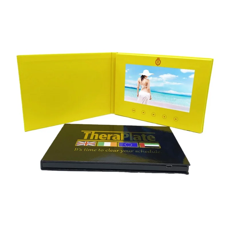 Personalizado A5 pulgadas Hardcover Digital pantalla LCD Video folleto tarjeta para publicidad negocios Brochur