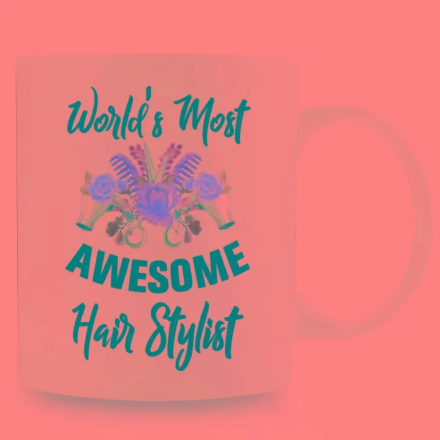 

World's Most Awesome Hair Stylist 11oz Ceramic Mug Funny Stylish Coffee Cup with Vibrant Hair Tools Design