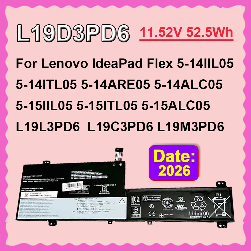 

L19D3PD6 For Lenovo IdeaPad Flex 5-14IIL05 14ITL05 14ARE05 14ALC05 15IIL05 15ALC05 L19C3PD6 L19M3PD6 L19L3PD6 Laptop Battery