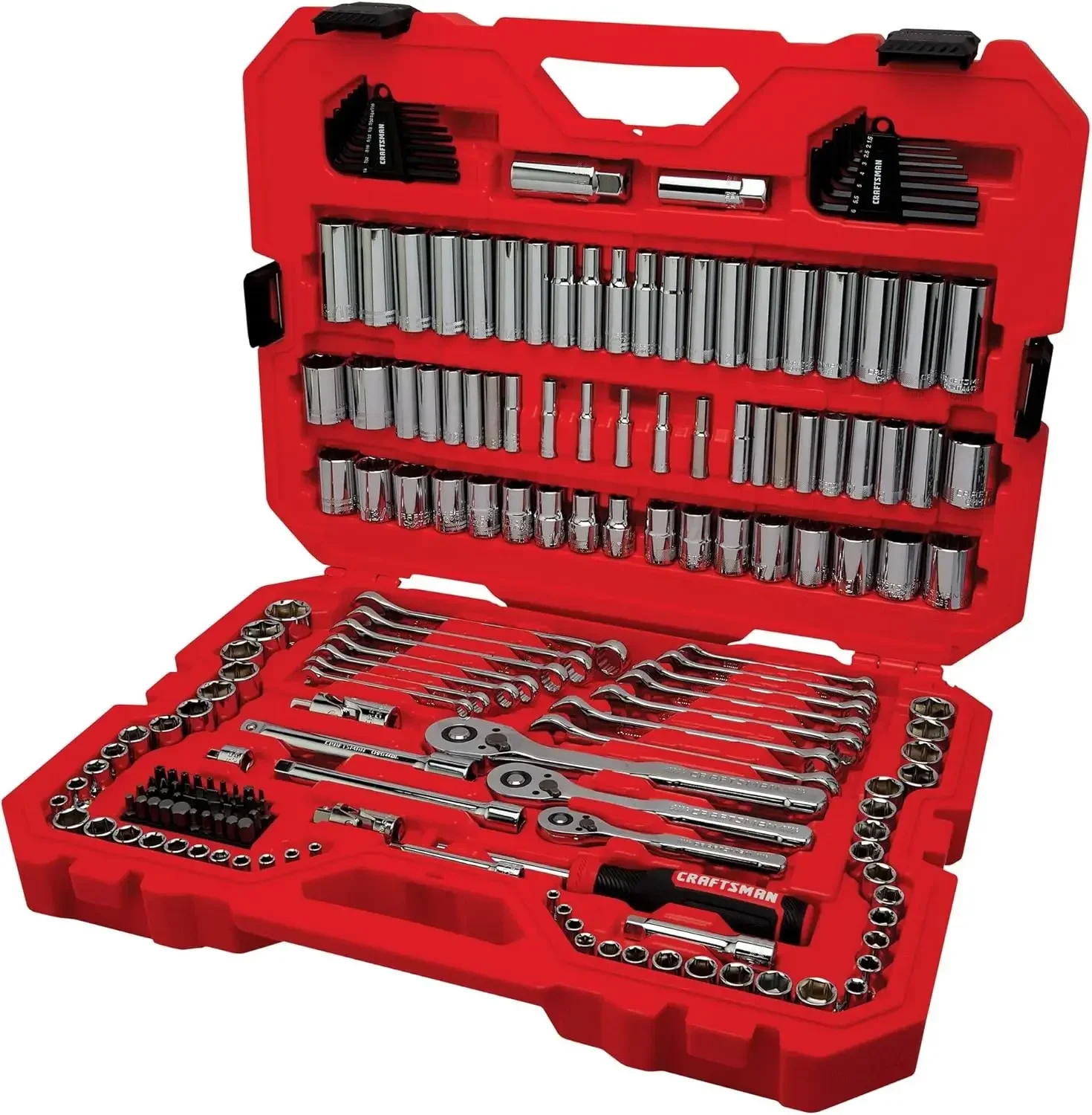 Tool Set, 189 Piece Mechanics Tool Set, 1/4 ,3/8and 1/2 Inch Drive Socket Wrench with Thinner Ratchet, Steel 6 and 12point