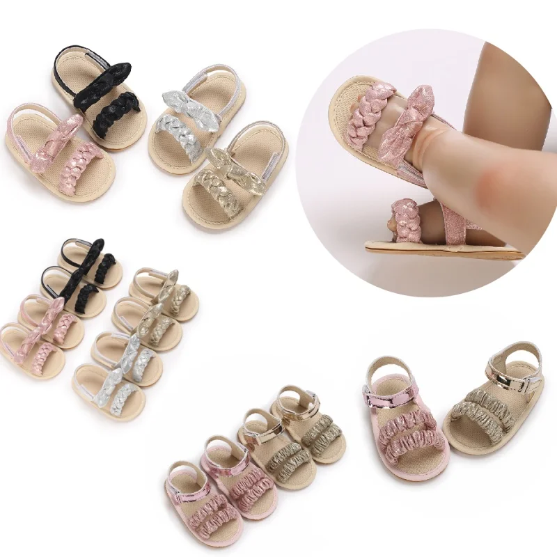 

New Baby Sandals Butterfly Bow Exposed Toe Soft Sole Summer First Walkers for Girls 0-18 Months