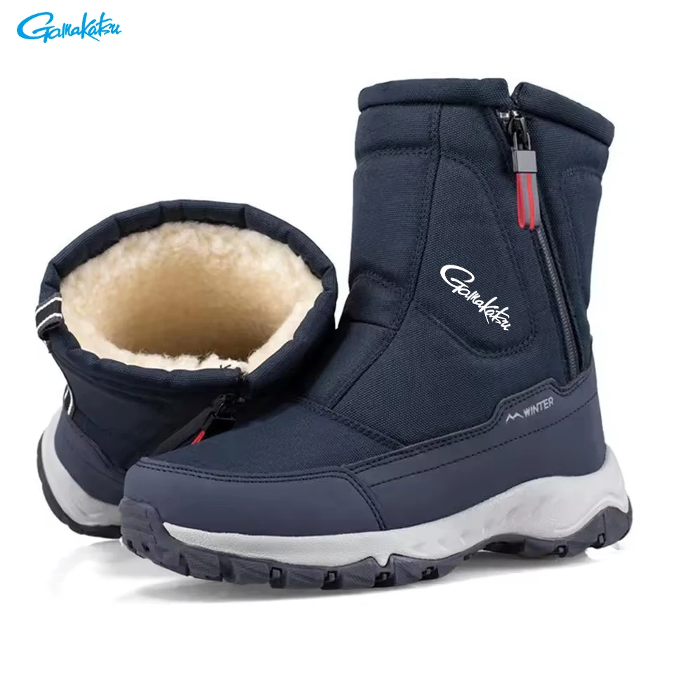 

Gamakatsu зимние утолщенные мужские зимние ботинки для рыбалки, бархатные теплые нескользящие водонепроницаемые женские короткие хлопковые туфли для пар