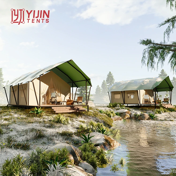 Yijin Latest Design Outdoor Luxury Resort Tent Glamping Tent Safari Lodge Tent with Door