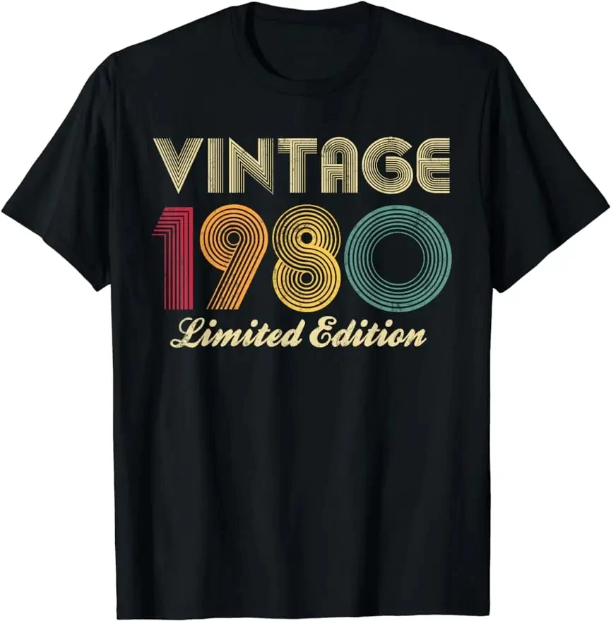 Men Vintage The Best Birthday Gifts Old 43th Birthday T Shirt Summer 43 Year Classic 1980 Limited Edition T-Shirt