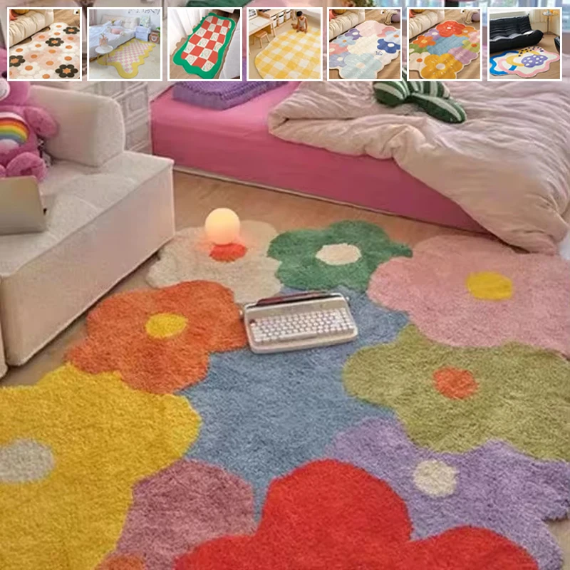 

1PC Modern Simple Living Room Decoration Carpet Girl Bedroom Bedside Non-slip Rugs Home Decor Large Area Rug Washable Floor Mat