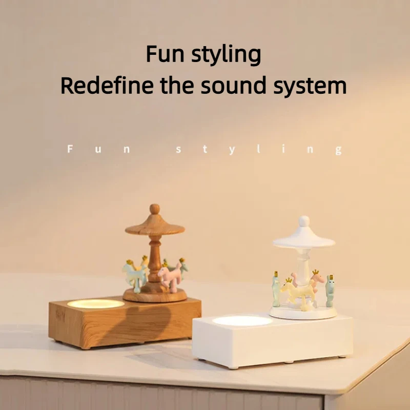 

HI-FI High Quality High Resolution Creative Retro Carousel Speaker Wireless Bluetooth5.0Home Decor Atmosphere Light Caixa De Som