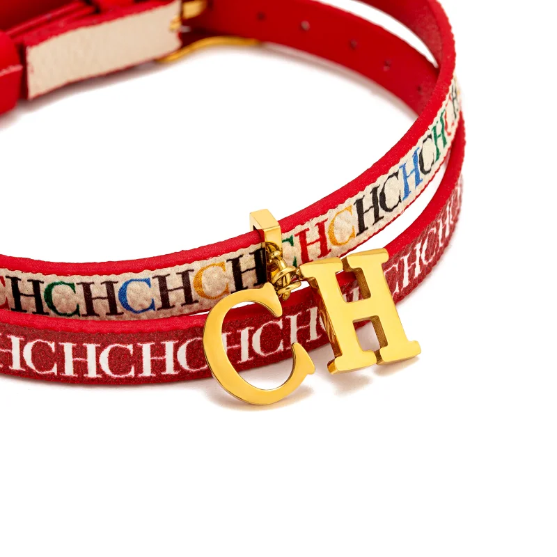 CH Double Layer Leather Cosplay Accessories Colorful CH Print Gold Charm Womens Horrorcosplaycostumeprops