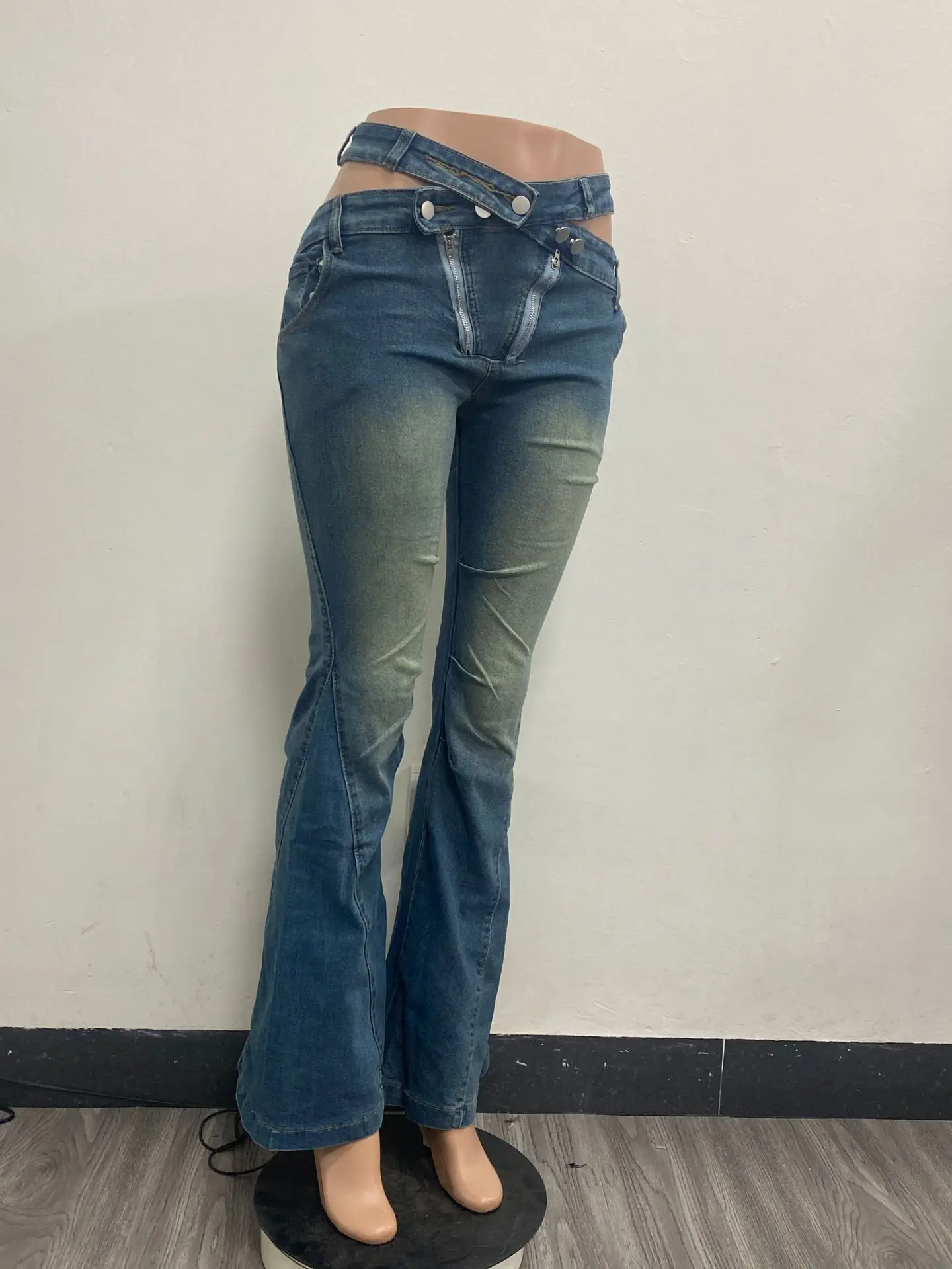 European and American women's clothing new fashionable sexy zipper jeans