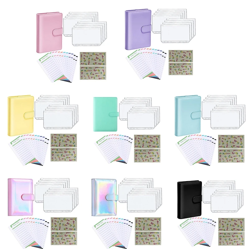 Top-A6 Binder Budget Planner Notebook Covers Folder 6 Hole Binder Pockets PVC Binder Zipper Money Saving Envelope