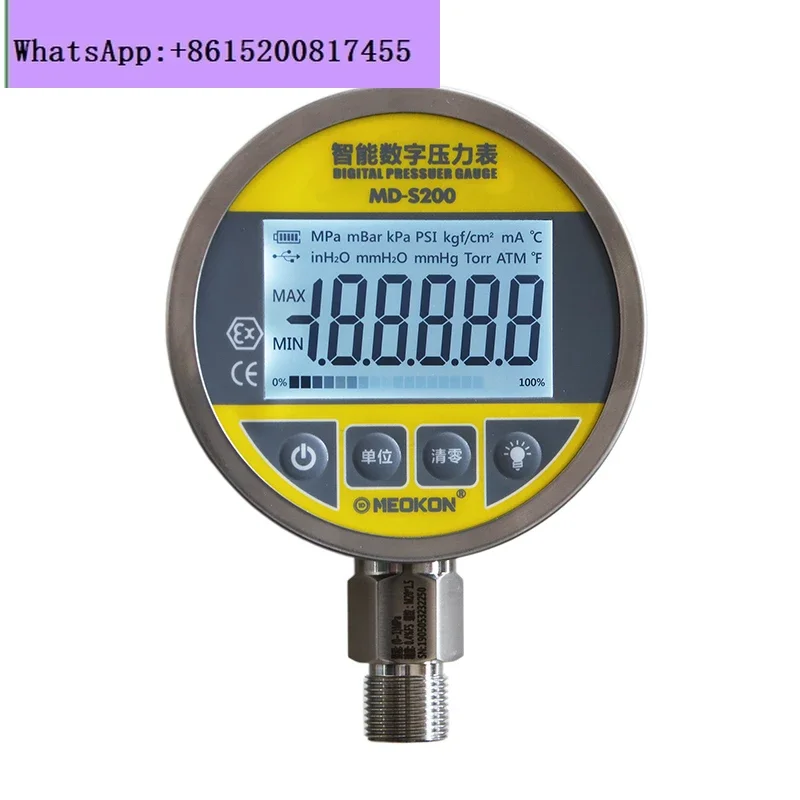 stainless steel high-precision, high-precision digital pressure gauge Digital pressure gauge MD-S200 battery powered Mingkong