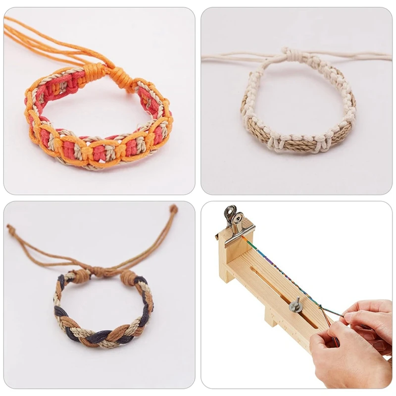 2 Pcs Paracord Jig Bracelet Maker Adjustable U Shape Clear Scale Wood Bracelet Jig Kit With 2 Pcs Bracelet Sizer Durable