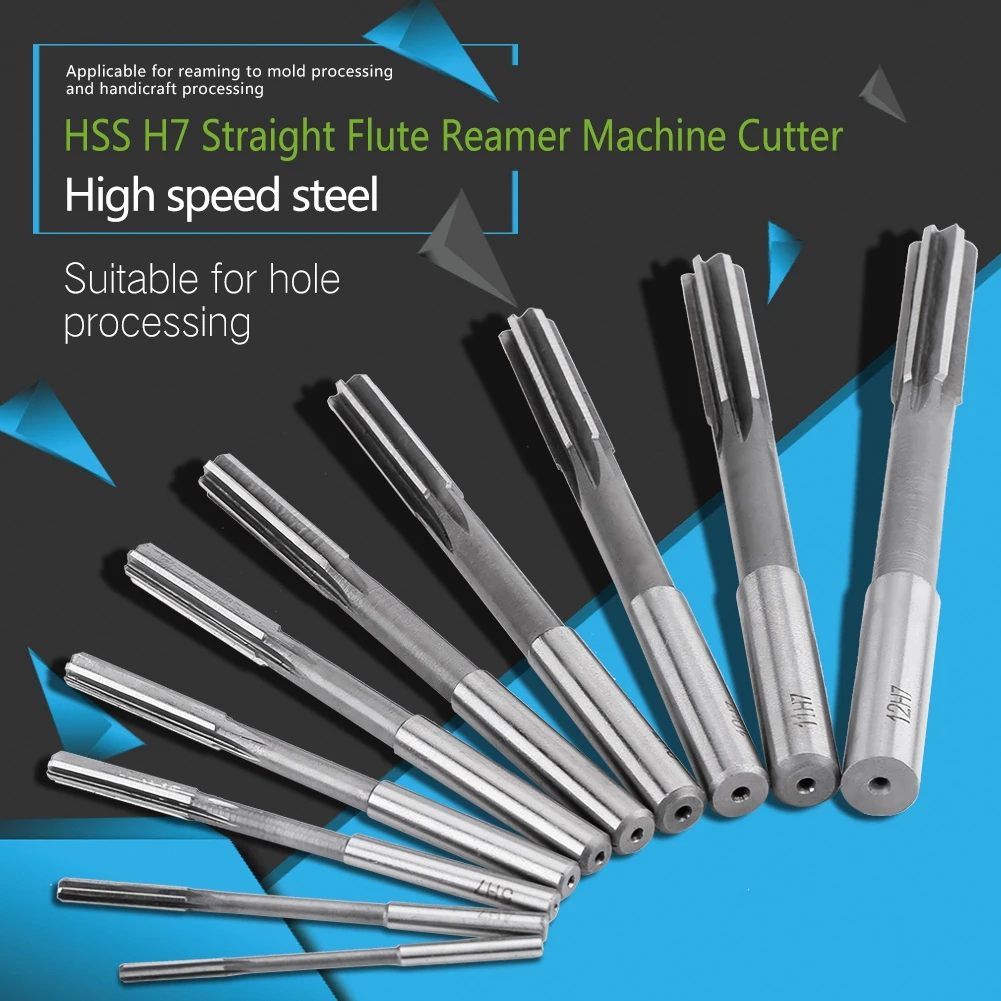 Cutting Reamer Milling Cutter Milling Reamer HSS H7 Straight Flute Reamer Machine Cutter 3/4/5/6/7/8/9/10/11/12mm