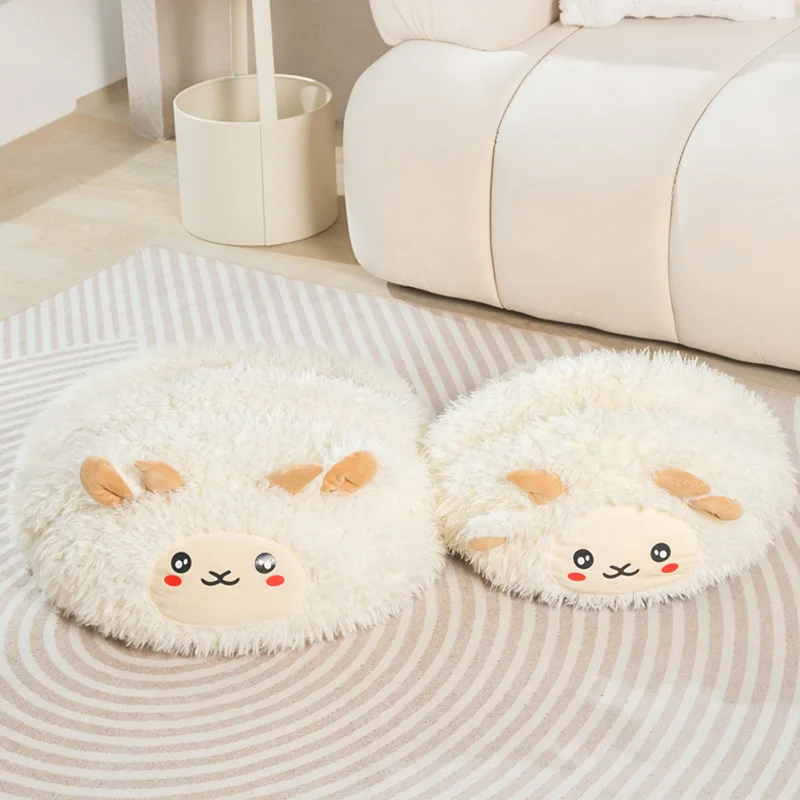 

2024 New Autumn and Winter Warm Plush Lamb Shaped Warm Kennel Cartoon Cute Soft Lightweight Portable Hut Durable Nest